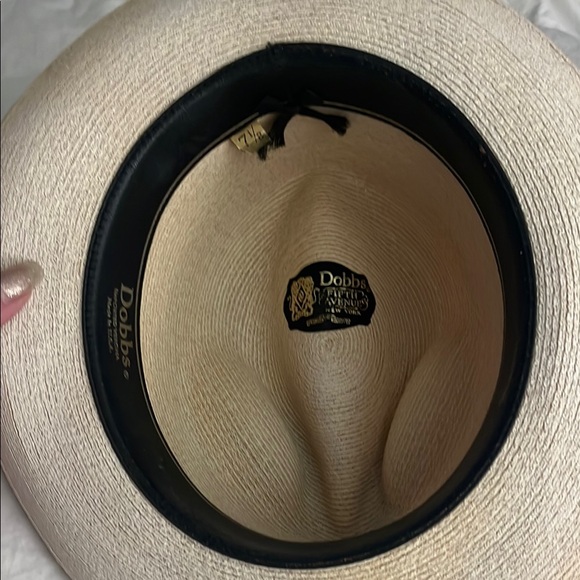 Dobbs Vintage Tan and Black Fedora Hat with Wide Brim 7 1/8 - Picture 5 of 8